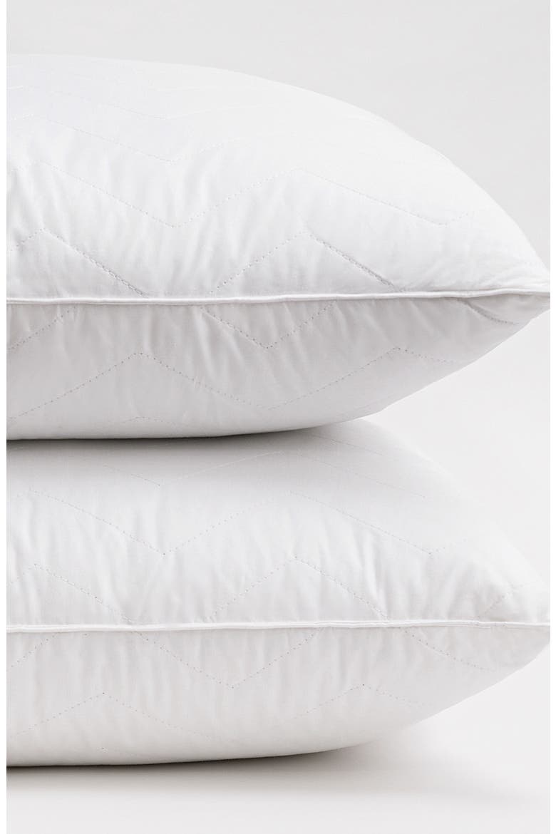 Hotel Luxe Set of 2 Herringbone Quilted Pillows, Alternate, color, WHITE