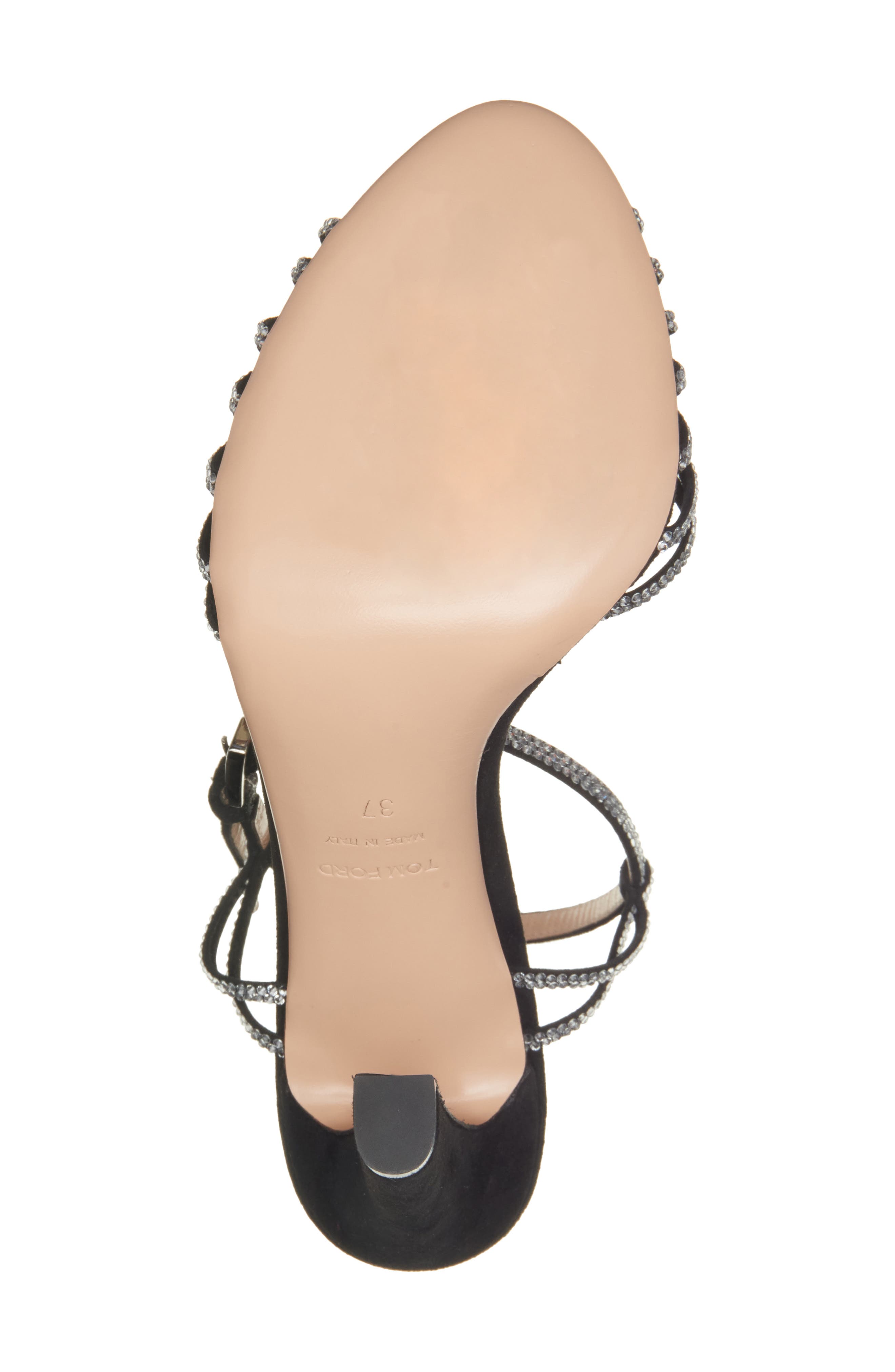 Jerry Crystal T-Strap Sandal, Alternate, color, BLACK/ CRYSTAL