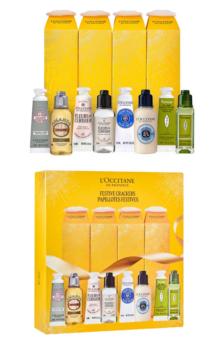 L'Occitane Festive Crackers Skin Care Set $36 Value, Main, color, 