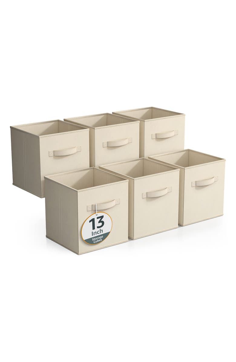 SORBUS 6-Pack Collapsible Storage Cube, Main, color, Beige