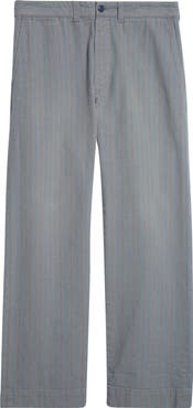 Double RL Maitland Stripe Flat Front Cotton & Linen Chinos
