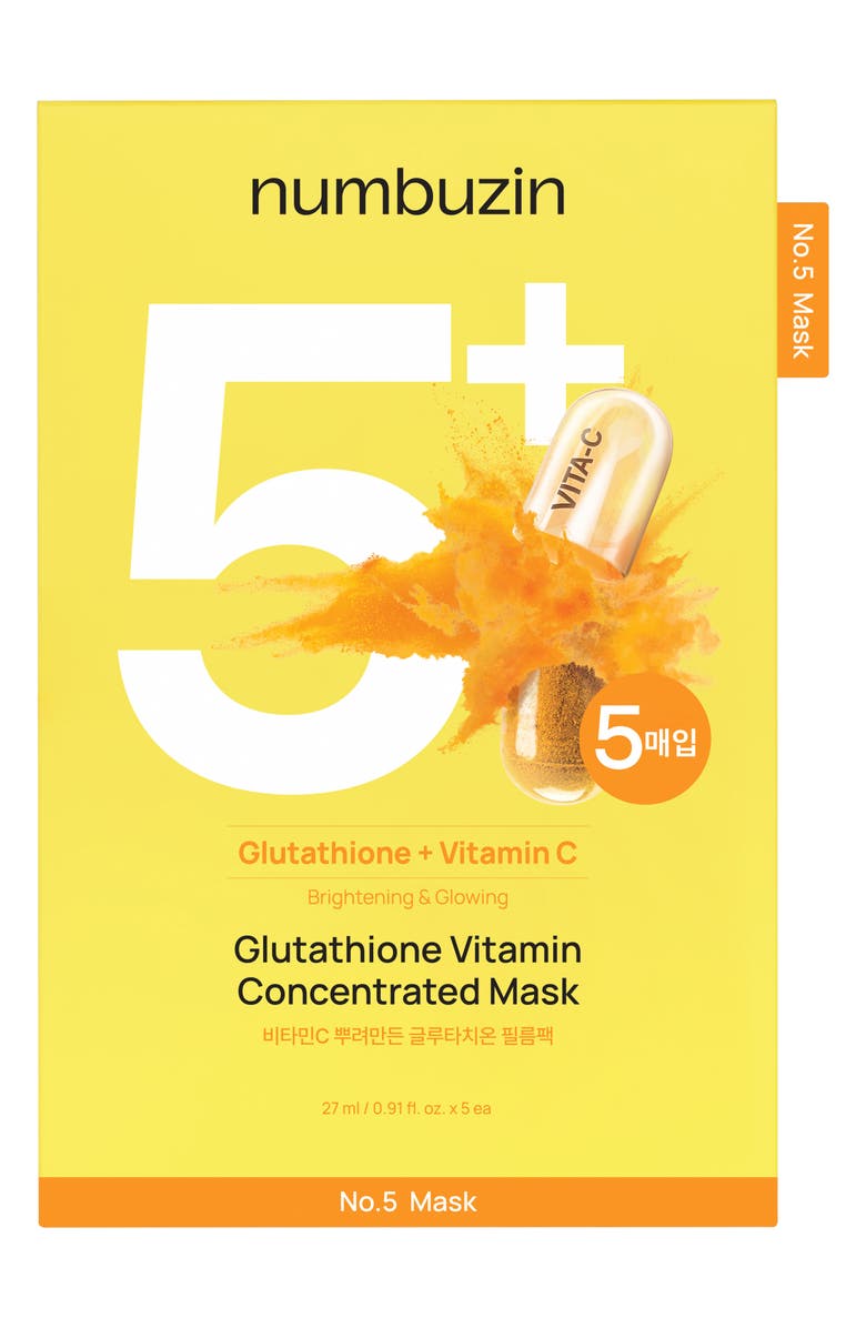 Numbuzin 5-Pack No.5 Glutathione Vitamin C Sheet Masks, Alternate, color,