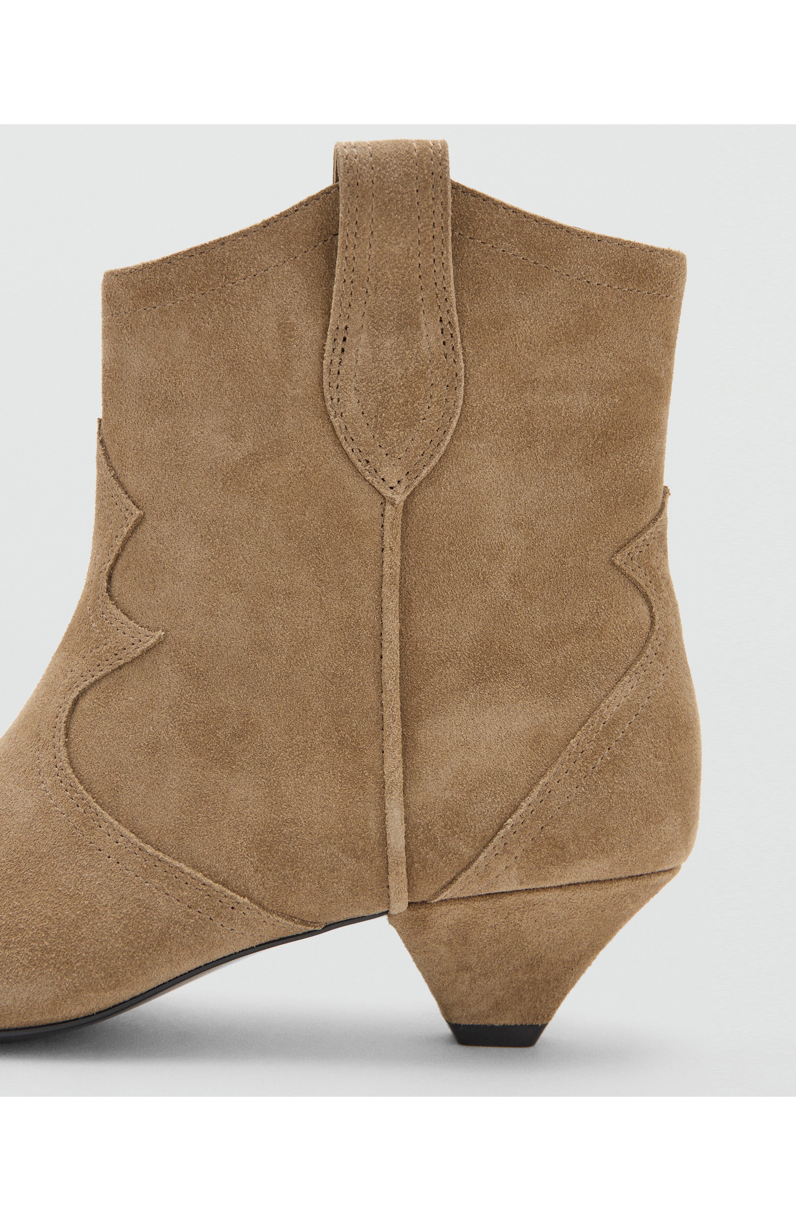 MANGO Suede Kitten Heel Ankle Boot, Alternate, color, 