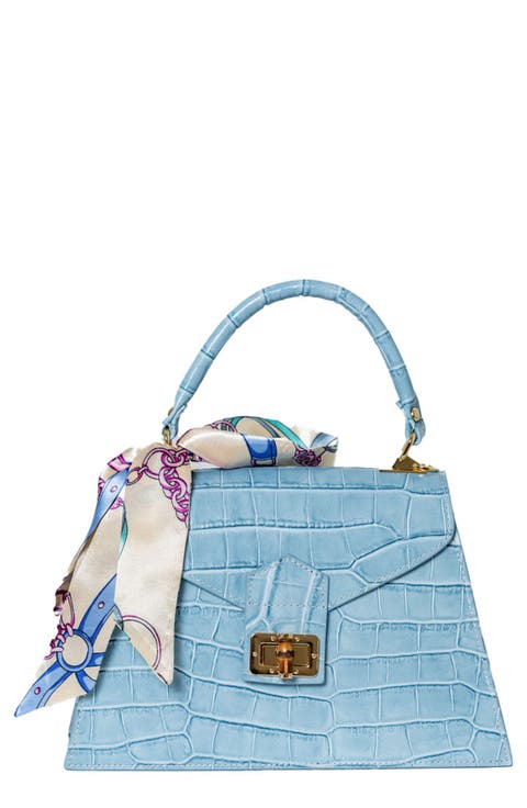 Marta Croc Embossed Satchel with Scarf