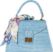 Persaman New York Marta Croc Embossed Satchel with Scarf