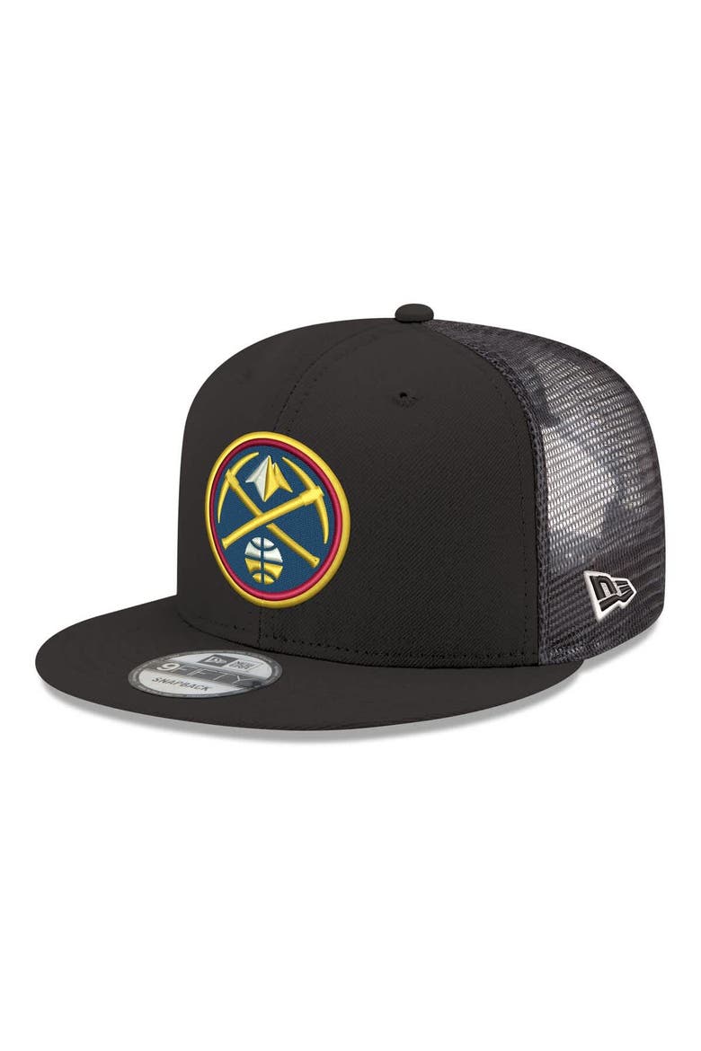 Men's New Era Black Denver Nuggets Core Logo Meshback 9FIFTY Snapback Hat, Main, color, Black