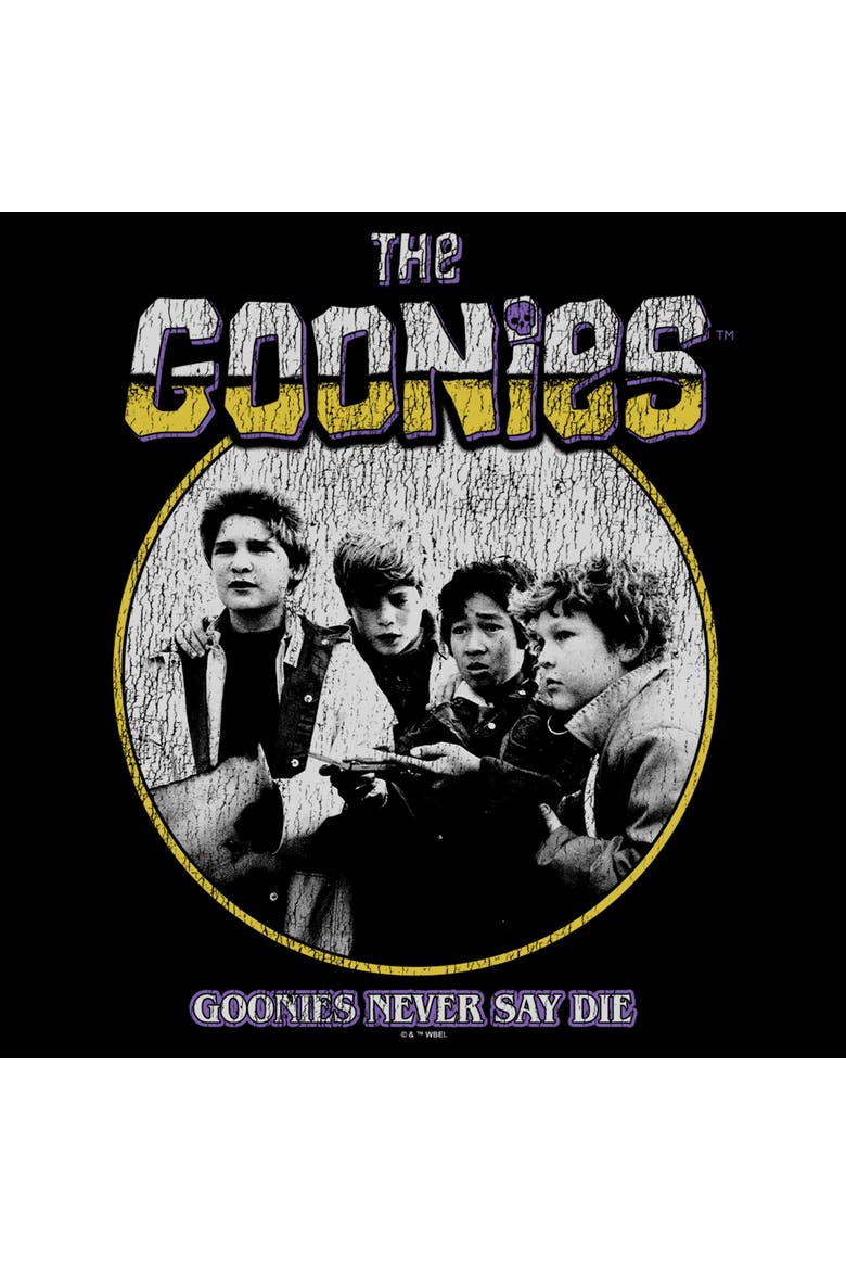 Men's The Goonies Never Say Die Distressed  Graphic T-Shirt, Alternate, color, Black