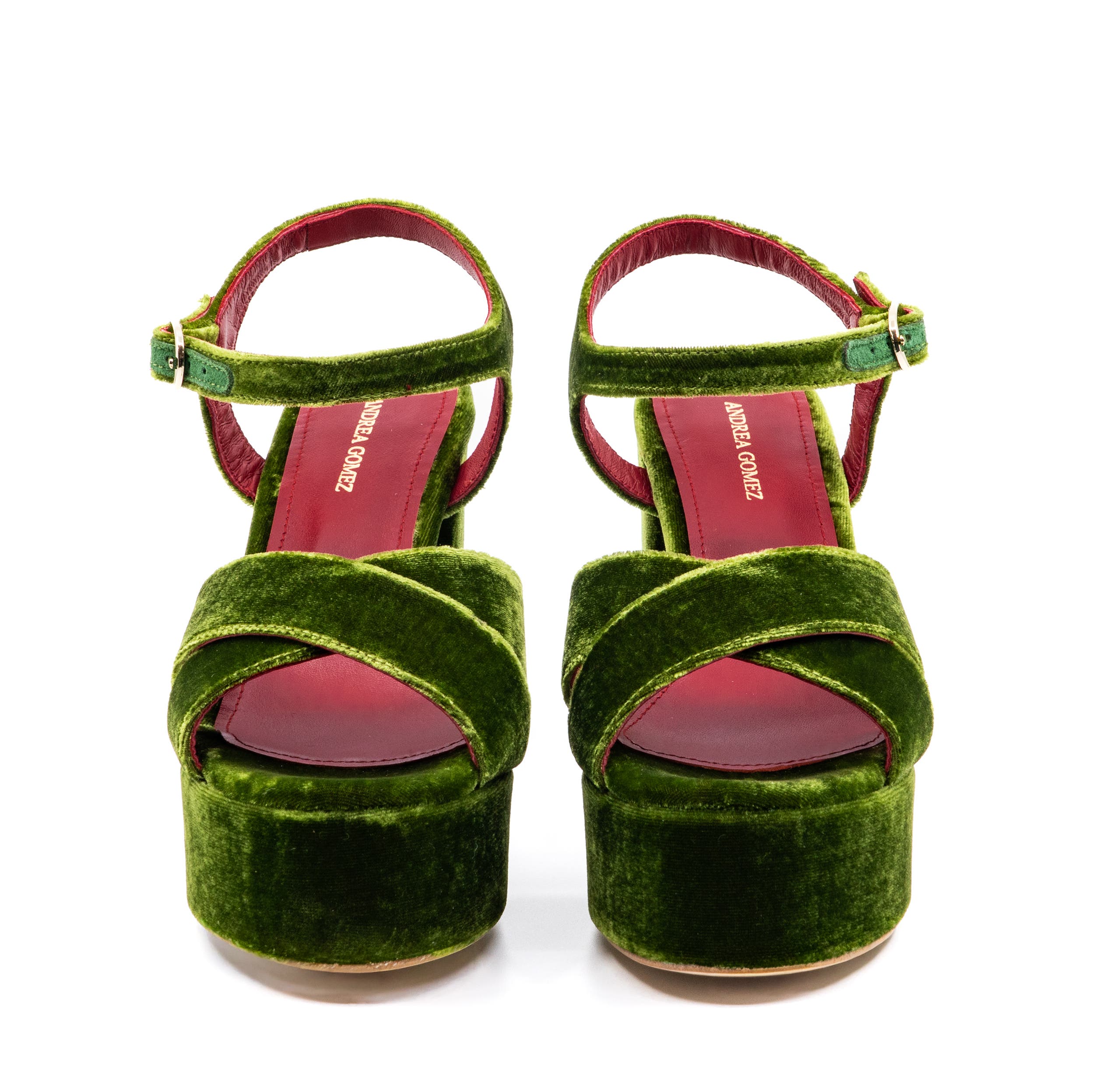 Andrea Gomez Bella Velvet Platform, Alternate, color, Green