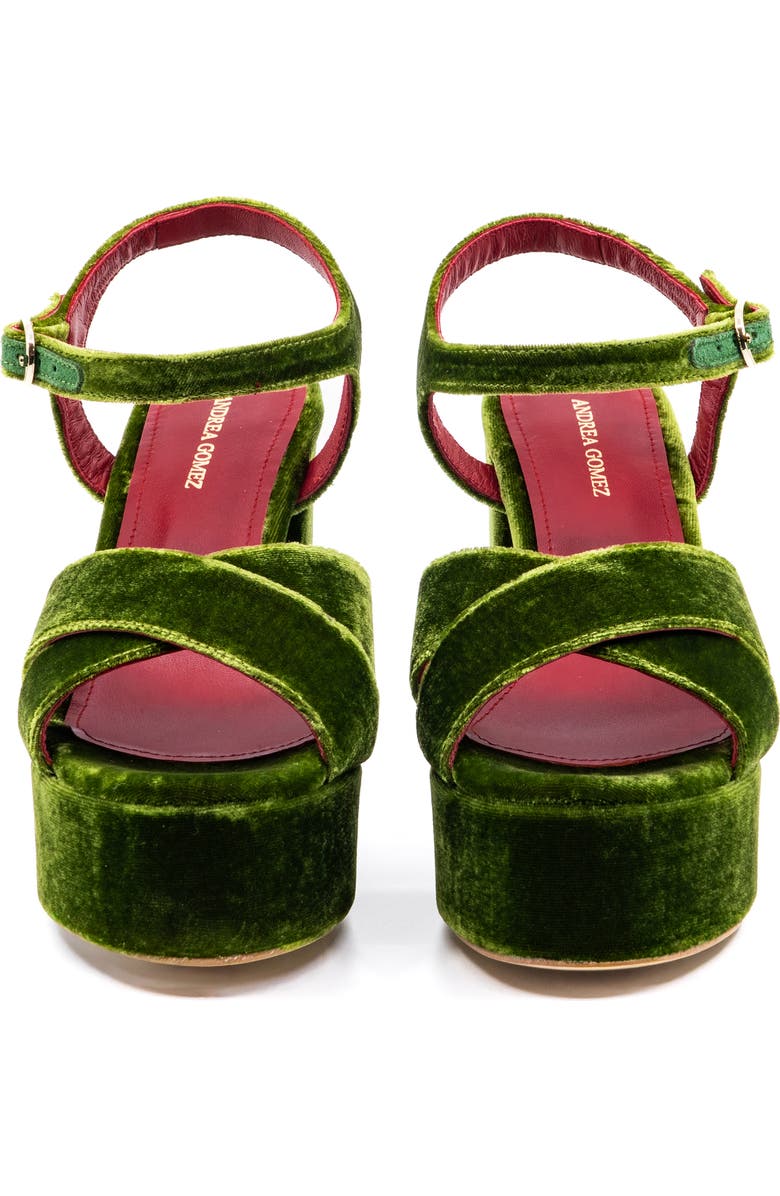 Andrea Gomez Bella Velvet Platform, Alternate, color, Green