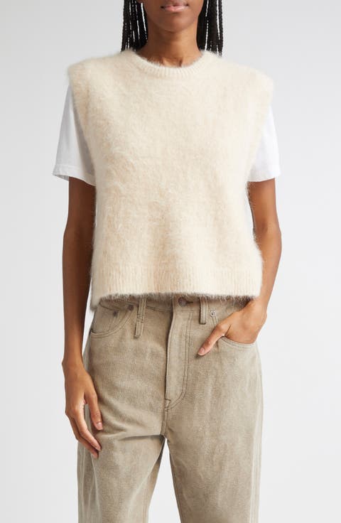 Deep Armhole Alpaca Blend Sweater Vest