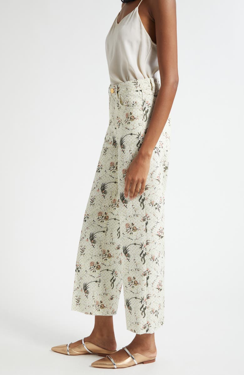 Giambattista Valli Floral Print Wide Leg Jeans, Alternate, color, Ivory/ Quartz Rose
