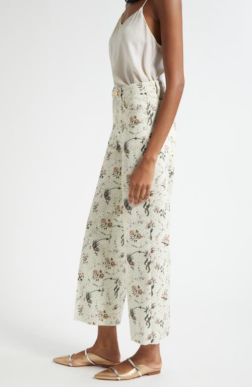 Giambattista Valli Floral Print Wide Leg Jeans In Neutral