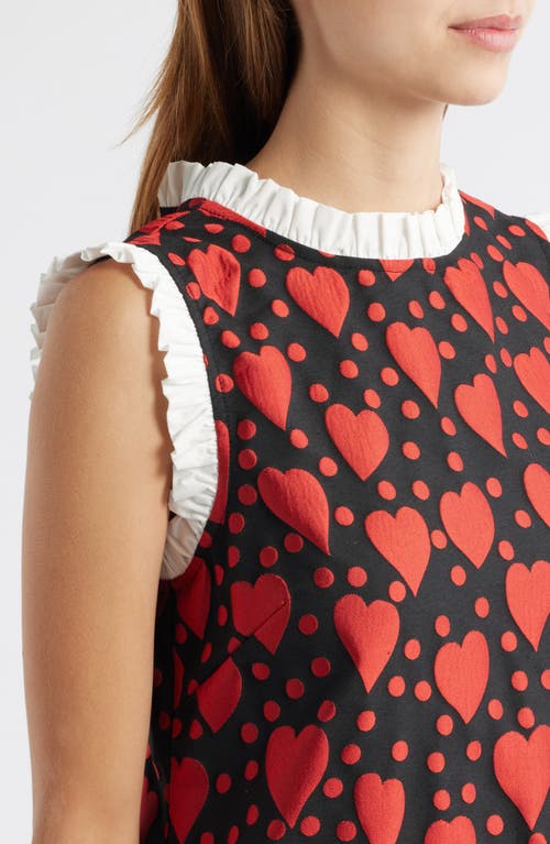 Sister Jane Mon Coeur Frill Jacquard Minidress In Red