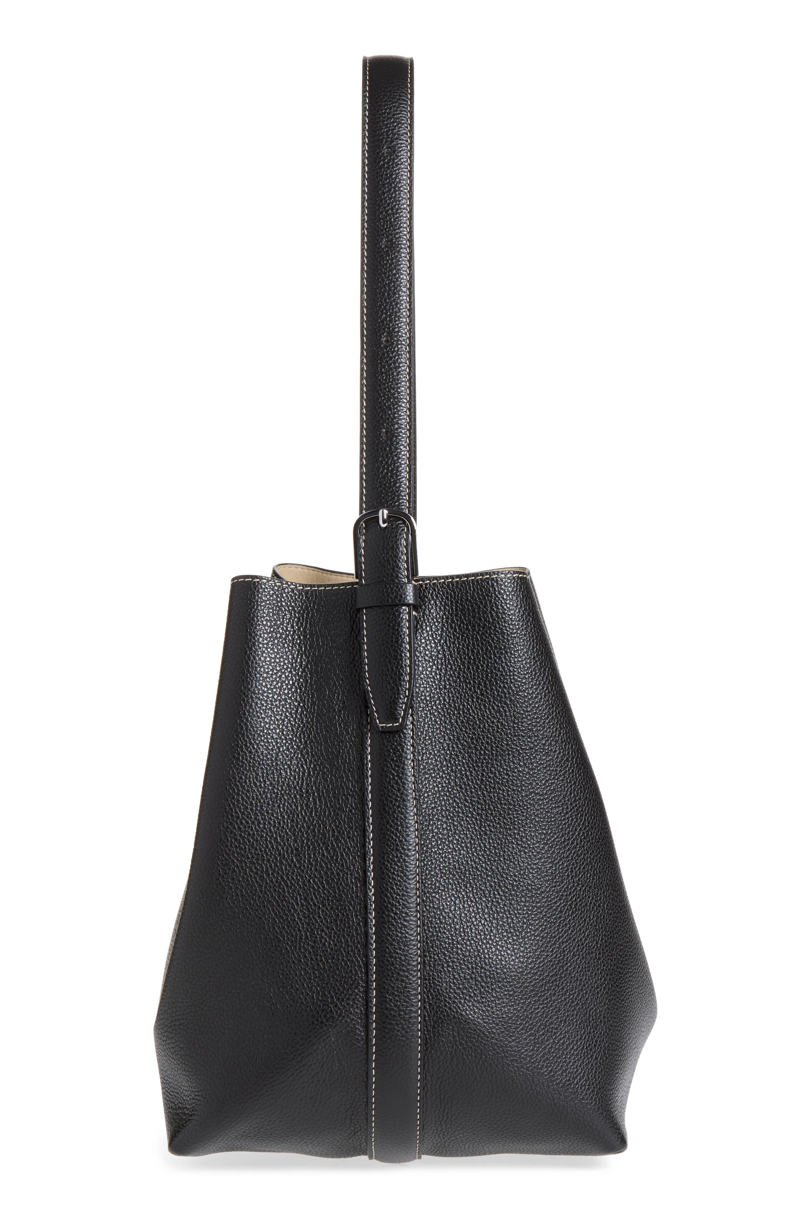 Medium Belted Leather Hobo Bag, Alternate, color, BLACK