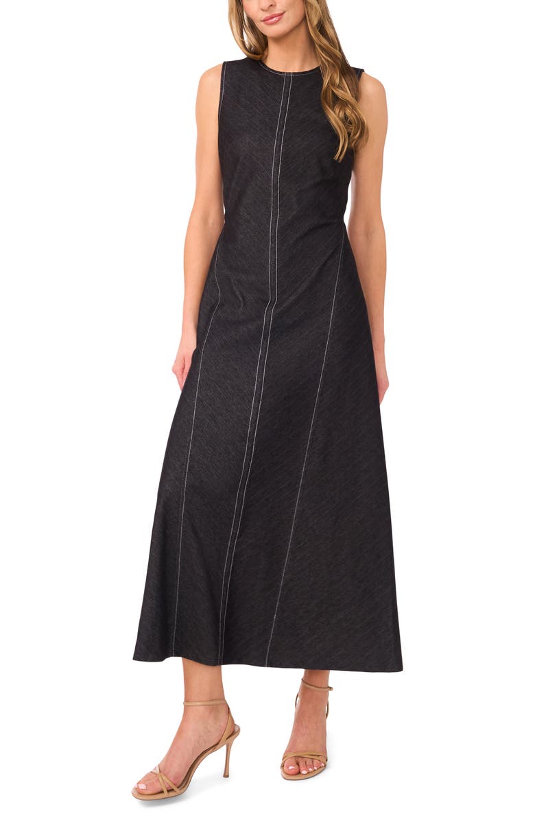 Halogen<sup>®</sup> Pinstripe Sleeveless A-Line Dress, Main, color, Charcoal