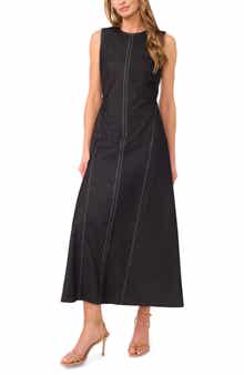 Pinstripe Sleeveless A-Line Dress
