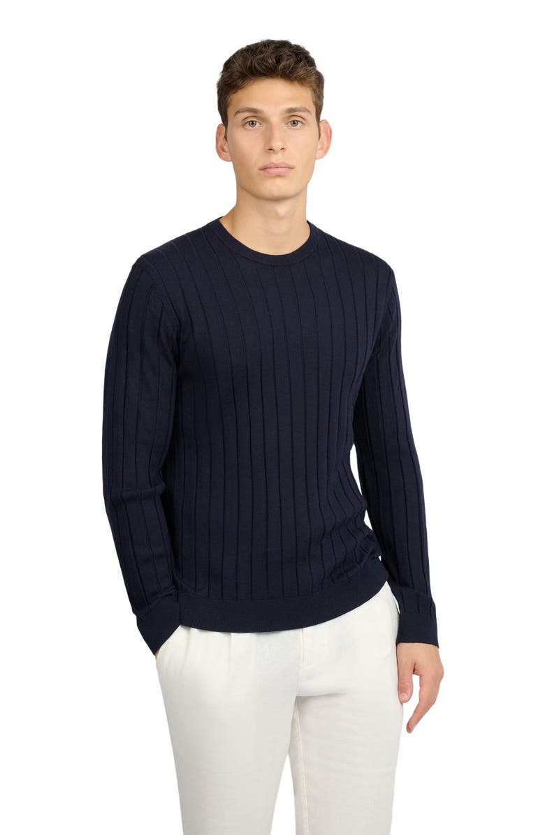 Onia Extra Fine Merino Wool Crewneck Sweater, Alternate, color, Midnight