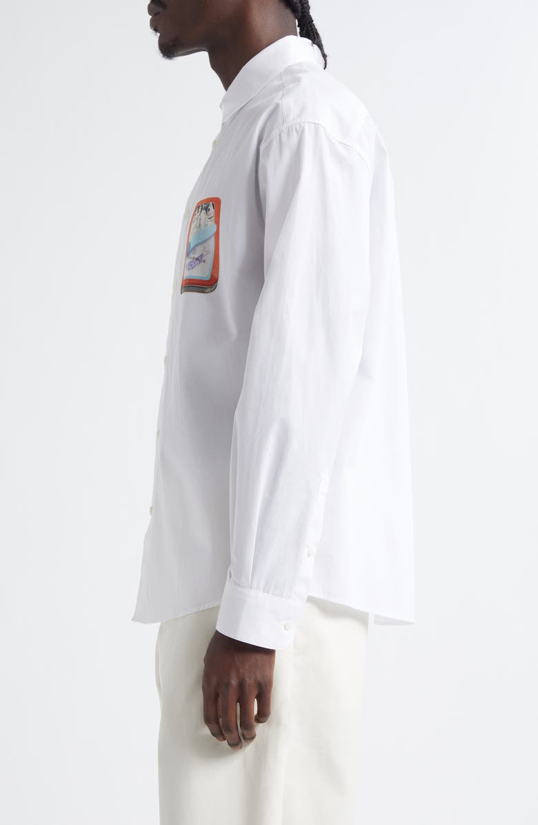 Jacquemus La Chemise Simon Sardine Graphic Button-Up Shirt, Alternate, color, Boite Sardines Orange