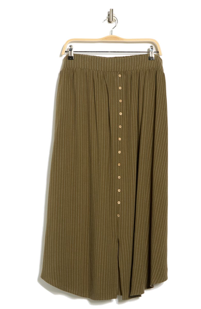 Renee C Stripe Pull-On Skirt, Alternate, color, Olive
