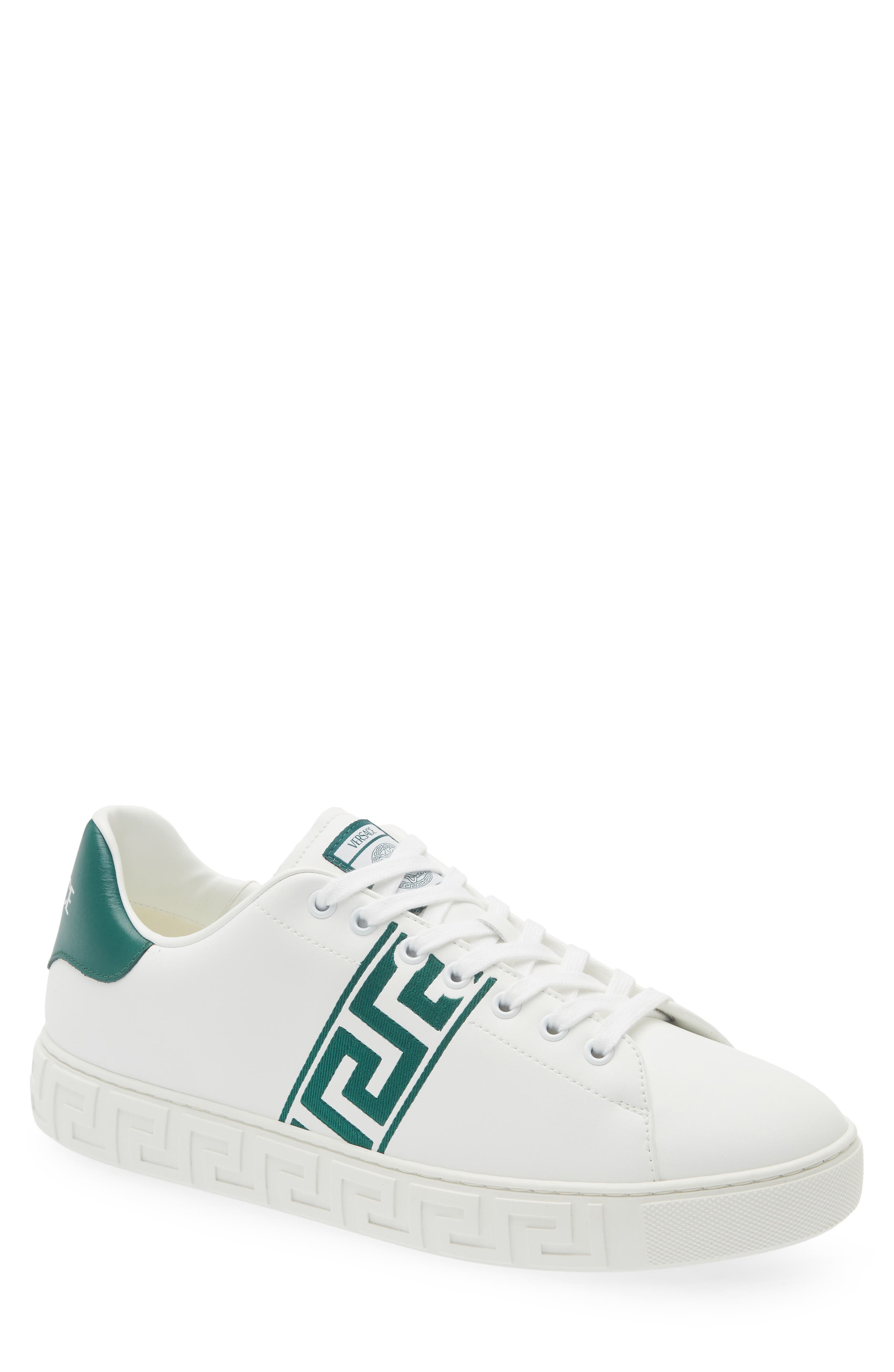 Versace Barocco Greca Jacquard Low Top Sneaker, Main, color, White/ Bosco Green