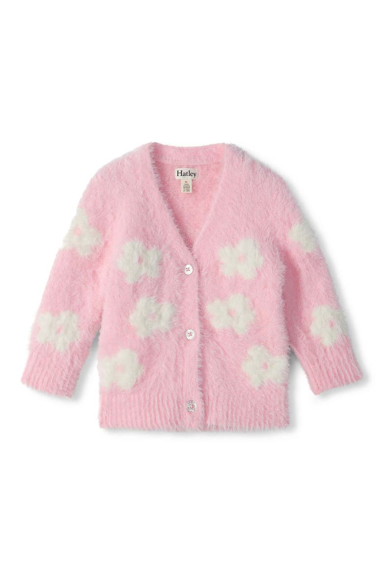 Kids' Floral Fuzzy Cardigan, Main, color, PINK