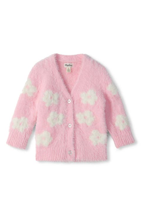 Kids' Floral Fuzzy Cardigan