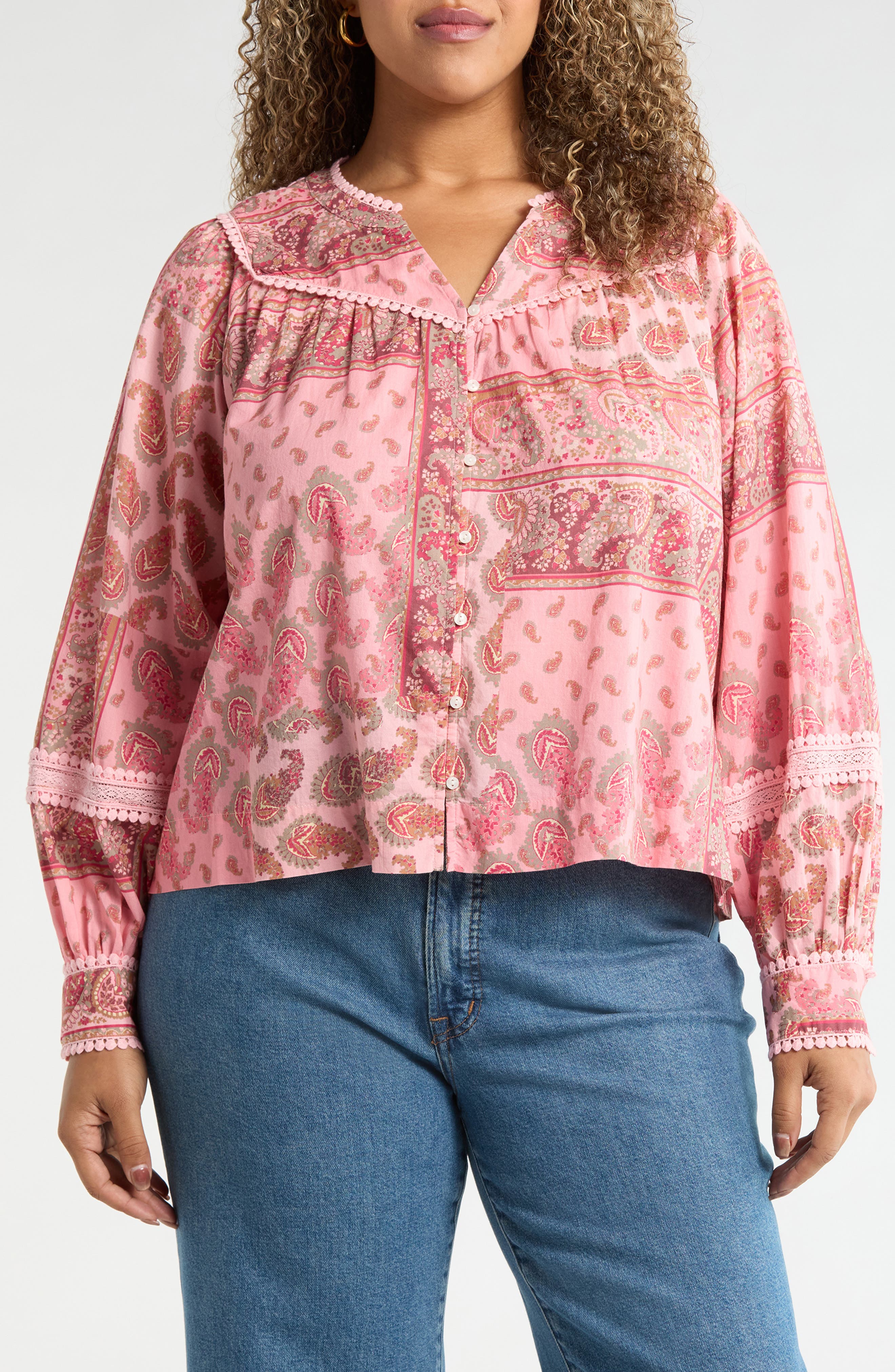 PINK- OLIVE PATCHWORK PAISLEY