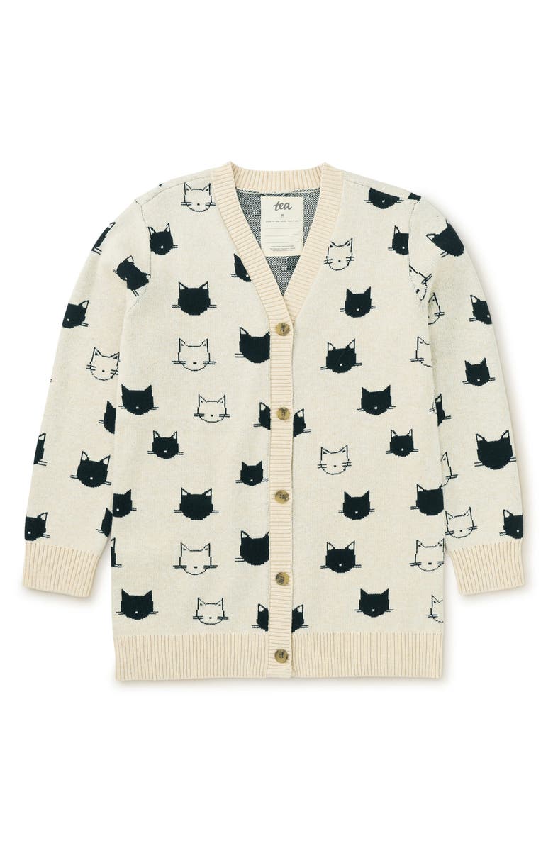 Tea Collection Long Iconic Cat Cardigan, Main, color, Turkish Cats
