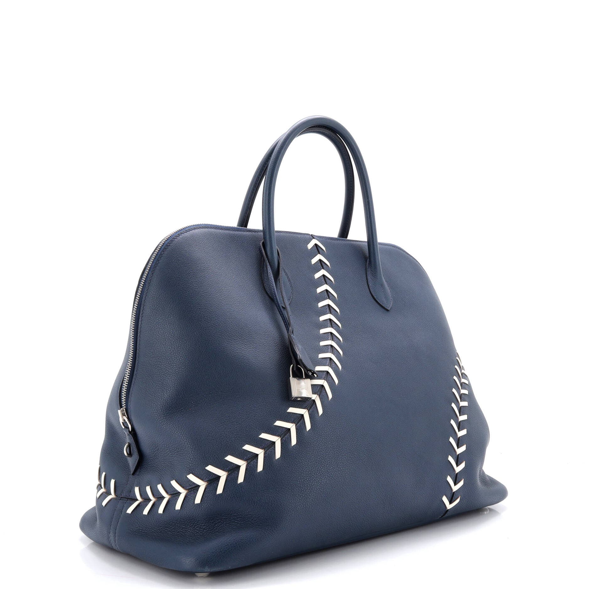 Pre-Owned Hermes Bolide 1923 Baseball Bag Evercolor 45, Alternate, color, Bleu De Malte