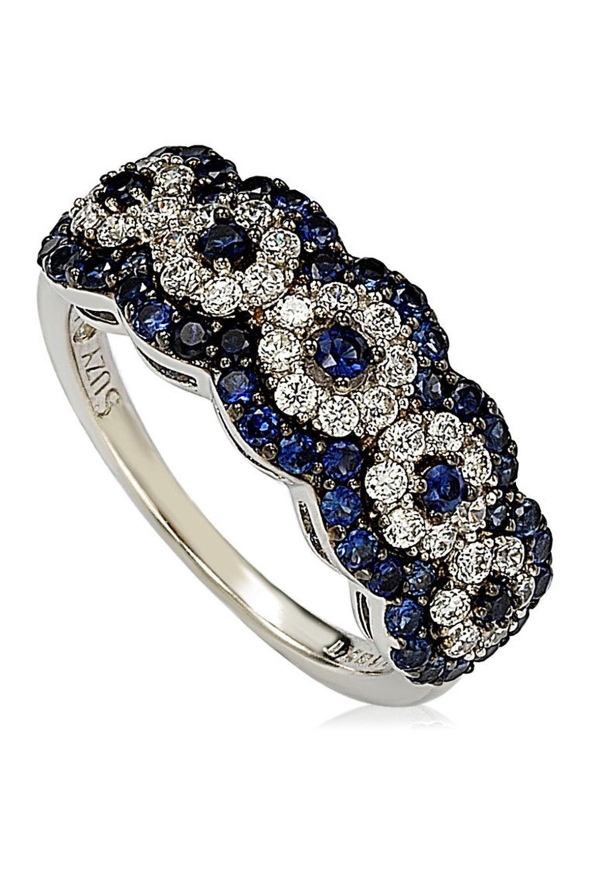 SUZY LEVIAN Two-Tone Blue Sapphire, Created White Sapphire & Brown Diamond Ring