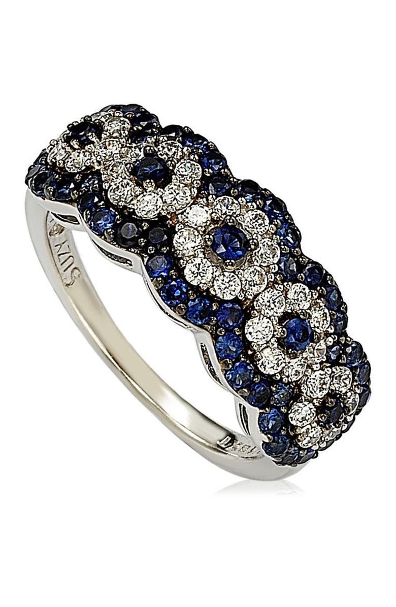SUZY LEVIAN Two-Tone Blue Sapphire, Created White Sapphire & Brown Diamond Ring, Main, color, Blue