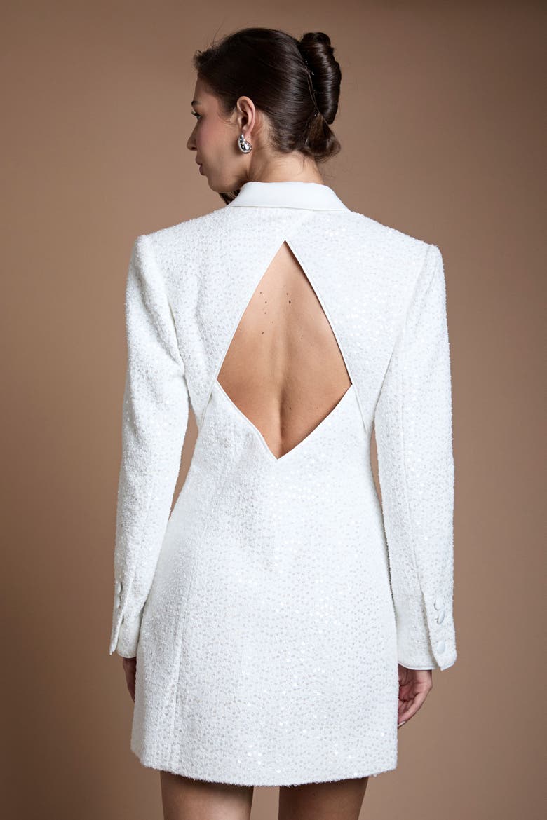 Bridal Collared Neck Blazer Dress, Alternate, color, Ivory