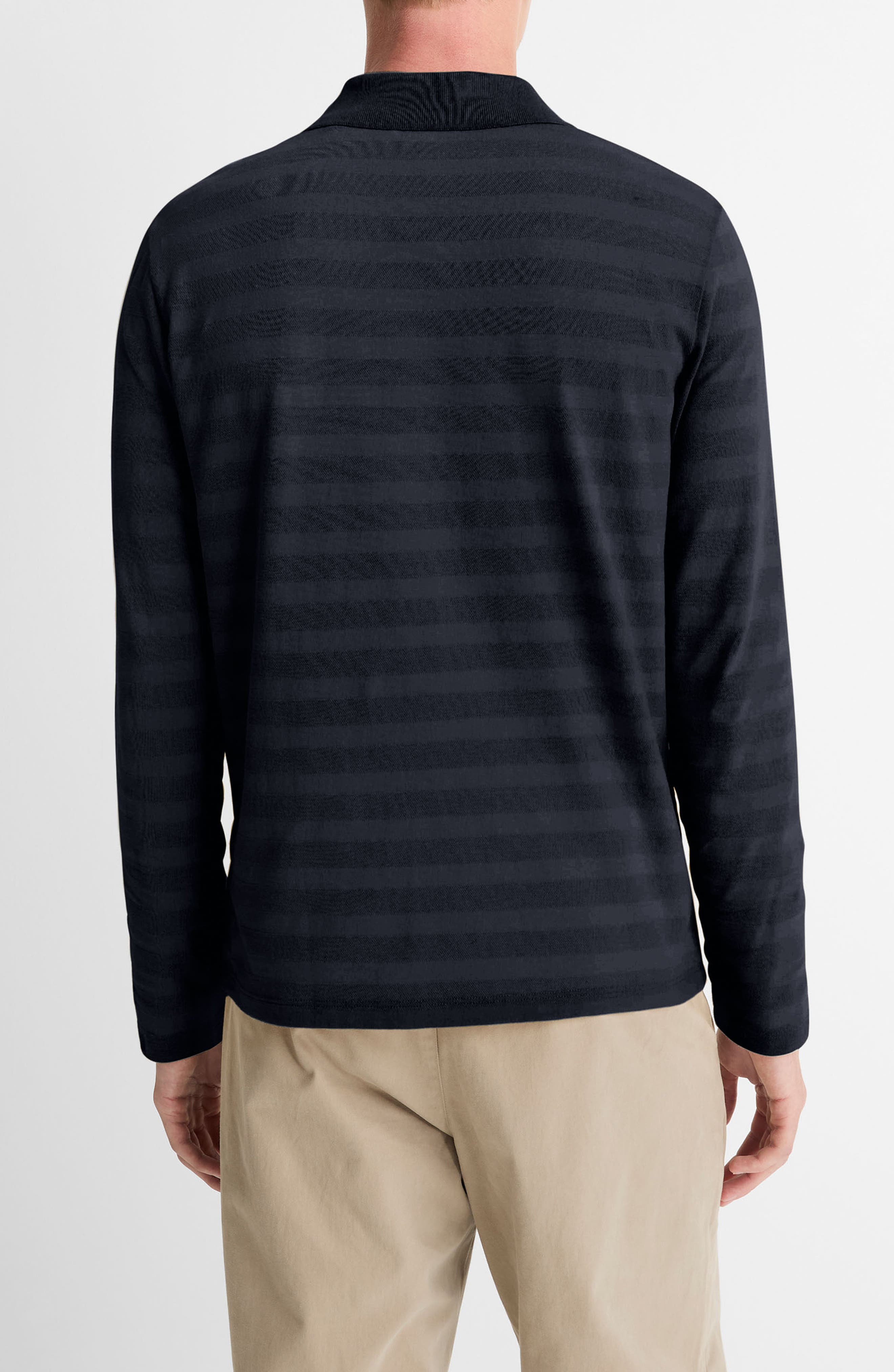 Jacquard Stripe Long Sleeve Polo - image 2