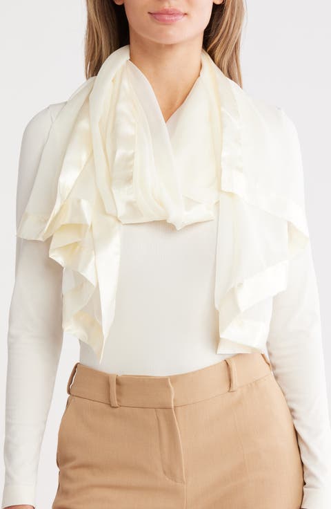 Oversize Chiffon Border Scarf