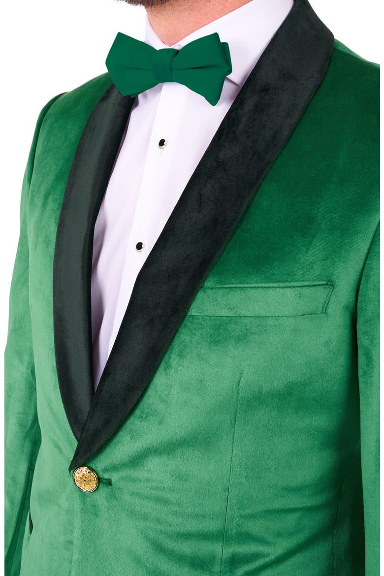 Verdant Green Velvet Tuxedo & Bow Tie Set, Alternate, color, GREEN