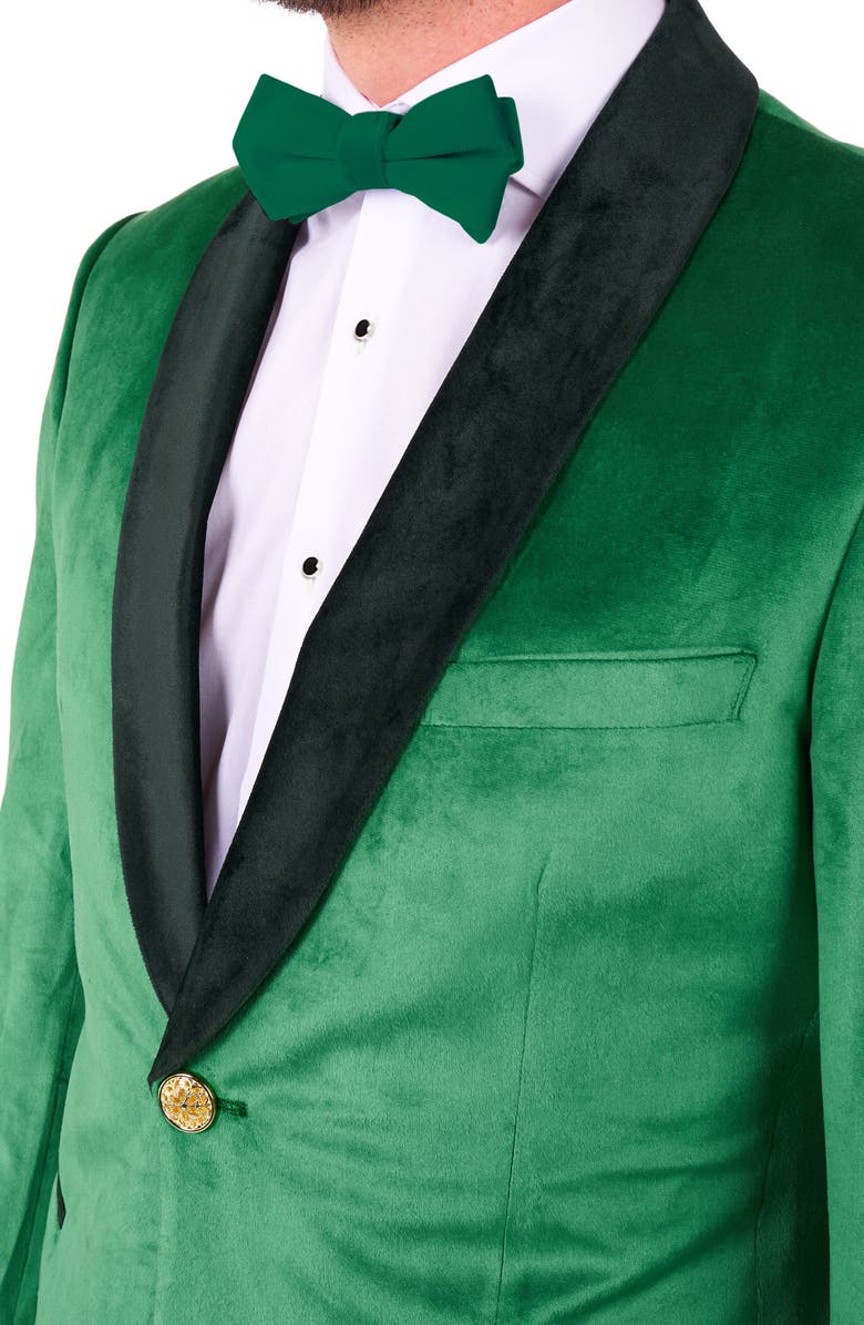 OppoSuits Velvet Verdant Shawl Collar Tuxedo & Bow Tie, Alternate, color, Green