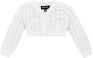 Space Grey Pointelle Knit Cropped Cardigan