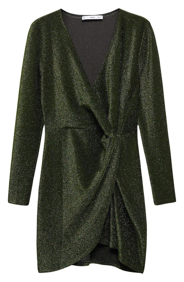 MANGO Knotted Long Sleeve Minidress, Alternate, color,