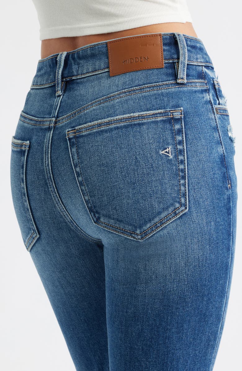 HIDDEN JEANS Ripped Mid Rise Flare Jeans, Alternate, color, Dark Wash