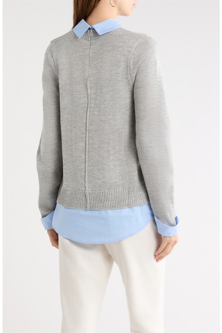 Azira Mixed Media Layered Sweater, Alternate, color, LIGHT GREY MULTI