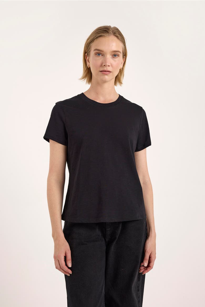Boxy Cotton Crew Neck T-shirt, Alternate, color, Black