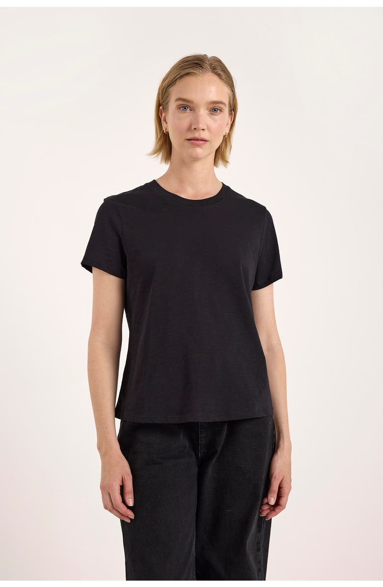 Brodie Pure Cashmere Boxy Cotton Crew Neck T-shirt, Alternate, color, Black