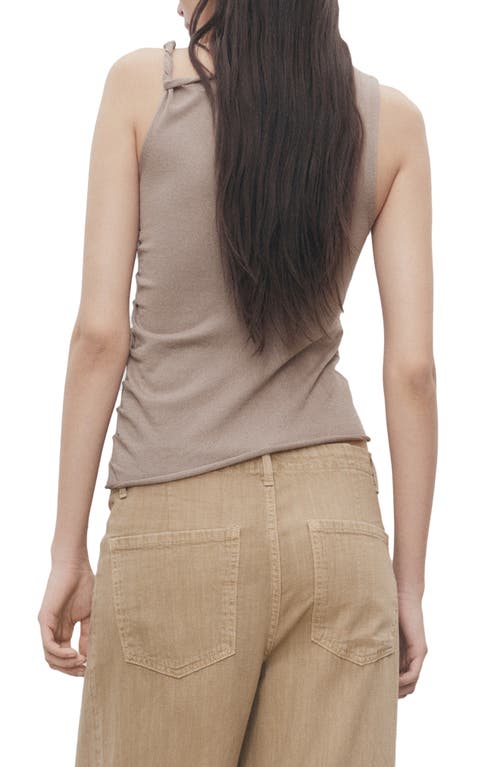 Mango Asymmetric Ruched Sleeveless Top In Gray
