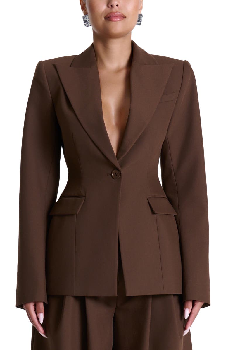 Naked Wardrobe One-Button Blazer, Main, color, Chocolate