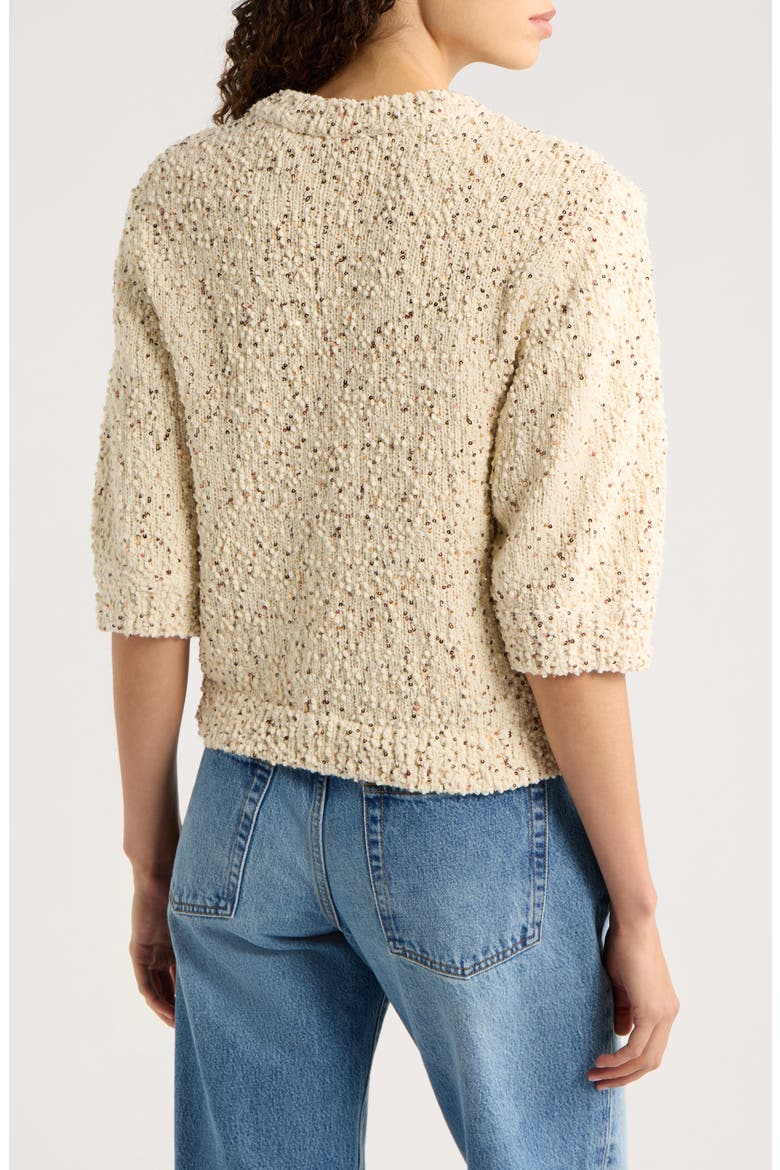 Confetti Sequin Short Sleeve Sweater, Alternate, color, CREAM
