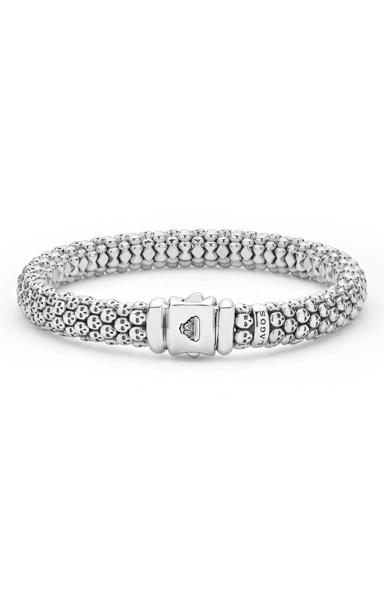 LAGOS Men's Anthem Caviar Skull Bracelet, Alternate, color, Silver