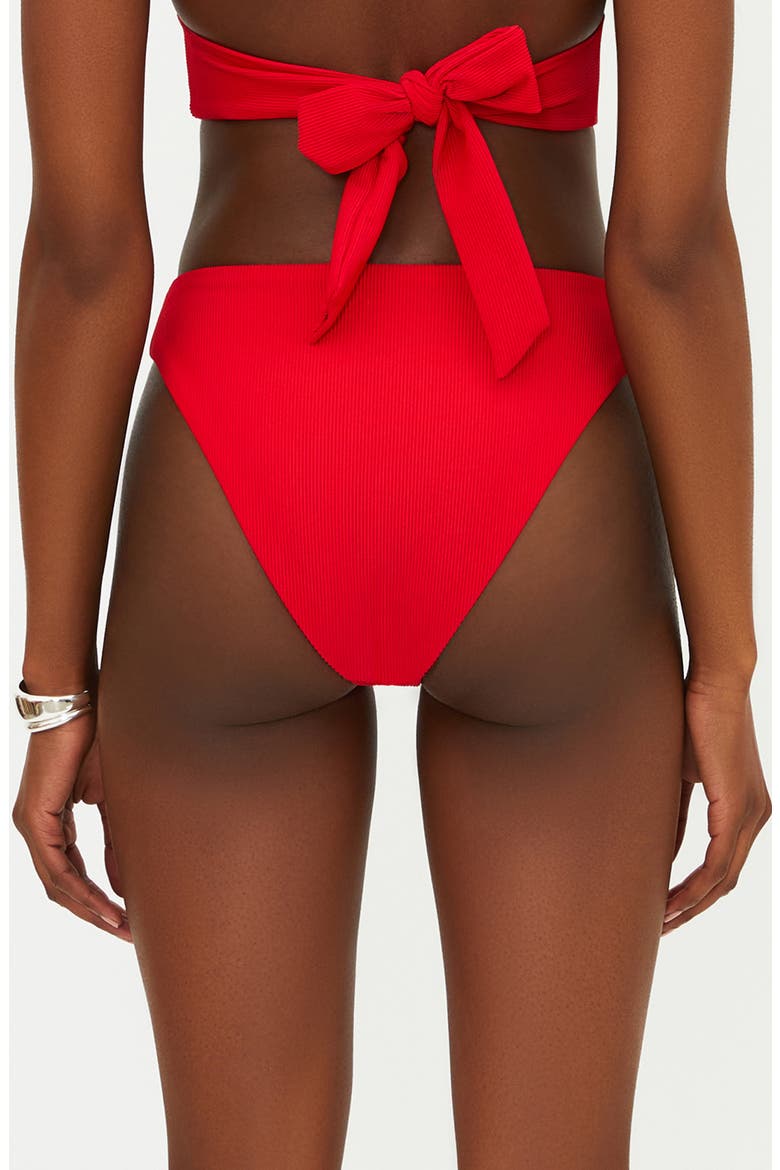 Amarie Rib High Waist Bikini Bottoms, Alternate, color, RED