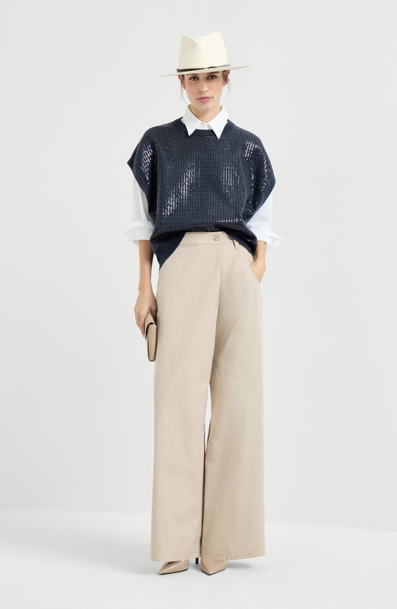 Brunello Cucinelli Dazzling Embroidery sweater, Alternate, color, Blue