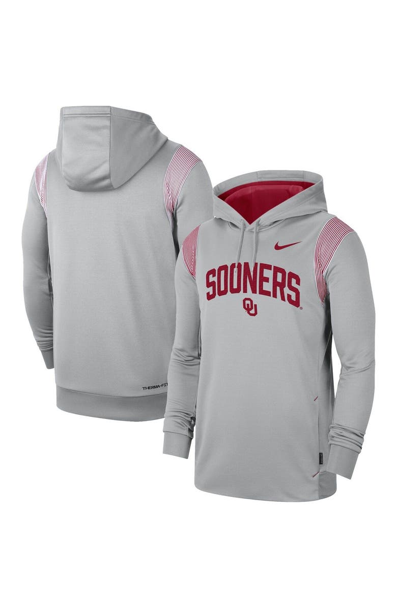 Nike Men's Nike Gray Oklahoma Sooners 2022 Game Day Sideline Performance Pullover Hoodie, Main, color, Gray