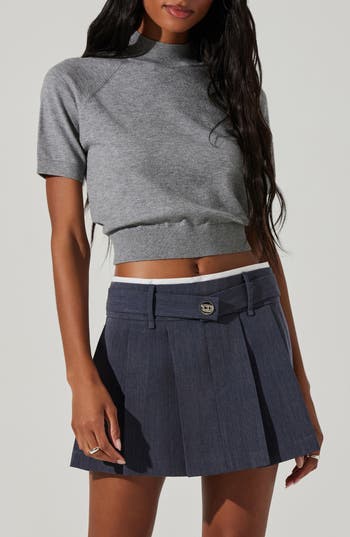 Astr The Label Larine Short Sleeve Sweater In Gray